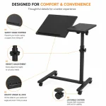 360° Tilting Height Adjustable Mobile Laptop Table with Wheels - Image 5
