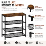 4 Tier Multipurpose Steel Shoe & Storage Rack with Rustic MDF Top - Image 5