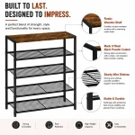 5 Tier Multipurpose Steel Shoe & Storage Rack With Rustic Mdf Top - Image 3
