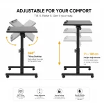 360° Tilting Height Adjustable Mobile Laptop Table with Wheels - Image 2
