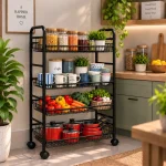 4 Tier Heavy Duty Mesh Basket Rolling Storage Rack - Image 3