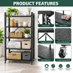 5 Tier Foldable Steel Storage Rack – Black Powder Coated Multipurpose Shelf - Image 4