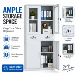 Lockable Steel Office Storage Cabinet with Glass Doors & Drawers - Image 4