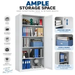 Lockable Glass Door Steel File & Book Storage Cupboard - Image 4