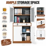Secure Steel Office File Cabinet with Glass Doors & Lockable Drawers - Image 5