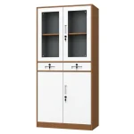 Secure Steel Office File Cabinet with Glass Doors & Lockable Drawers