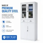 Lockable Steel Office Storage Cabinet with Glass Doors & Drawers - Image 3