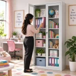 Lockable Glass Door Steel File & Book Storage Cupboard - Image 7