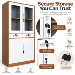 Secure Steel Office File Cabinet with Glass Doors & Lockable Drawers - Image 3