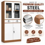 Secure Steel Office File Cabinet with Glass Doors & Lockable Drawers - Image 6