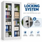 Lockable Glass Door Steel File & Book Storage Cupboard - Image 6