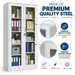 Lockable Glass Door Steel File & Book Storage Cupboard - Image 2