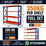 4 Tier Heavy Duty Adjustable Steel Storage Rack – 350KG Per Shelf | Gloss Finish