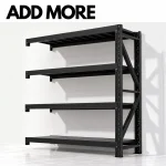 4 Shelf Heavy Duty Black Warehouse Storage Rack – 200KG Per Shelf | Adjustable Steel Shelving - Image 3