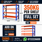 4 Shelf Heavy Duty Warehouse Storage Rack – 350KG Per Shelf | Diamond Cut Gloss Finish