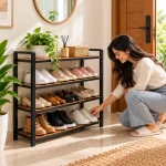 4 Tier Steel Frame Wooden Storage Rack - Image 6