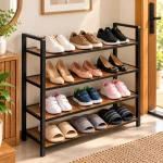4 Tier Steel Frame Wooden Storage Rack - Image 3