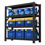 4 Shelf Heavy Duty Black Warehouse Storage Rack – 200KG Per Shelf | Adjustable Steel Shelving - Image 2