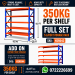 5 Layer Heavy Duty Warehouse Storage Rack – 350KG Per Shelf | Diamond Cut Gloss Finish