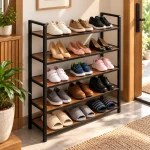 5 Tier Steel Frame Wooden Storage Rack - Image 3