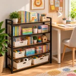 5 Tier Steel Frame Wooden Storage Rack - Image 5