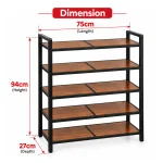 5 Tier Steel Frame Wooden Storage Rack - Image 2