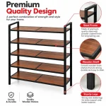 5 Tier Steel Frame Wooden Storage Rack - Image 4