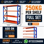 4 Tier Heavy Duty Adjustable Steel Storage Rack – 250KG Per Shelf
