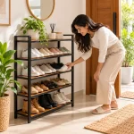 5 Tier Steel Frame Wooden Storage Rack - Image 6