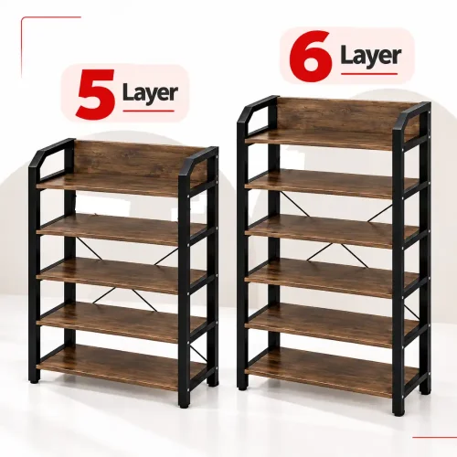 5 Layer & 6 Layer Steel Frame Wooden Storage Rack